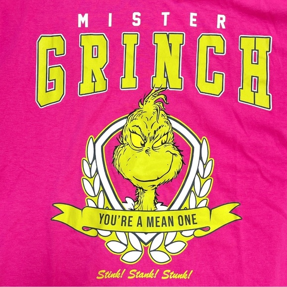 Dr. Seuss Mister Grinch You’re a Mean One Graphic Tee Shirt Pink Size Medium - Picture 6 of 10